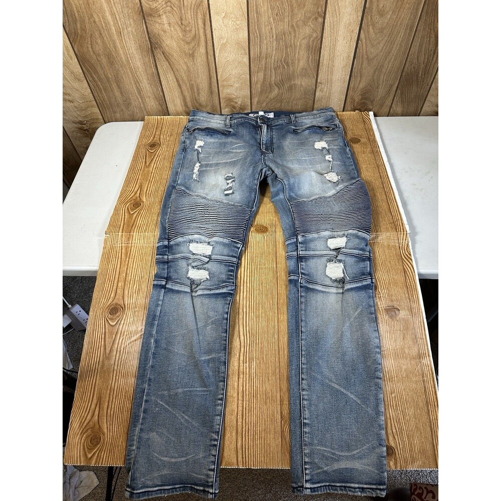 Reason Denim Jeans Distressed‎ Mulberry Moto Jeans Men’s Size 40 Hand Crafted